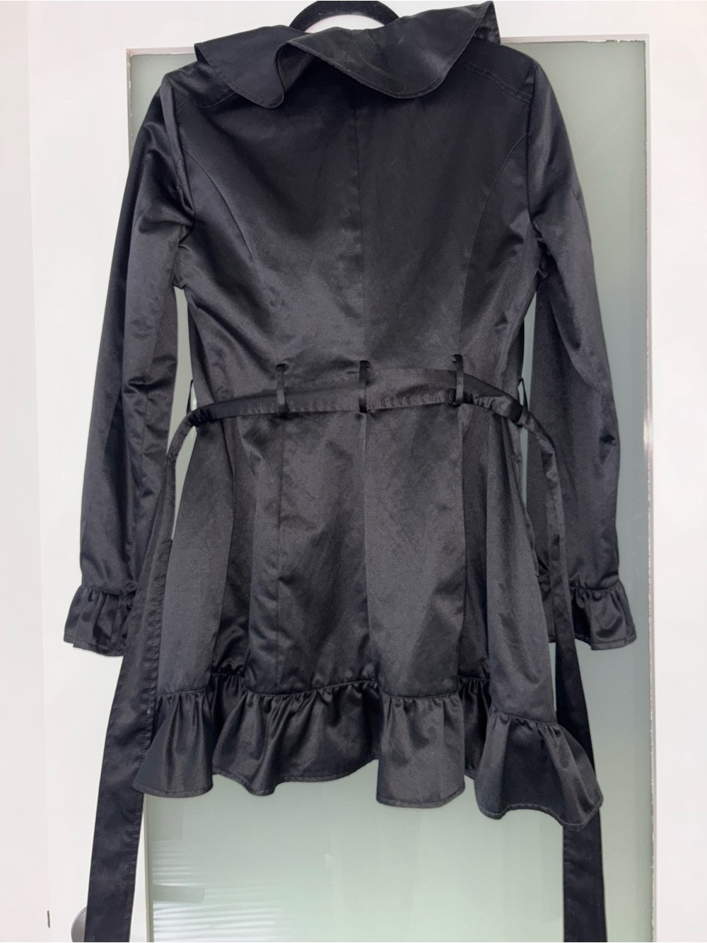 bebe Black Ruffle coat - Picture 8 of 8